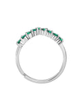 Synthetic Emerald Adjustable Chevron Rings In 925 Silver