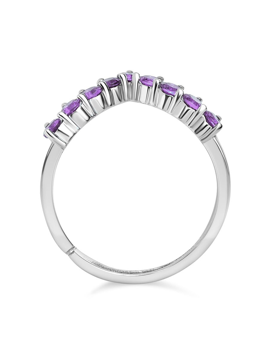 Synthetic Amethyst Adjustable Chevron Rings In 925 Silver-2