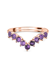 Rose Gold Synthetic Amethyst Adjustable Chevron Ring For Her