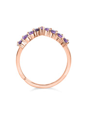 Rose Gold Synthetic Amethyst Adjustable Chevron Ring For Her