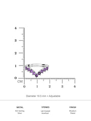 Synthetic Amethyst Adjustable Chevron Rings In 925 Silver