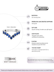 Lab Created Blue Sapphire Adjustable Chevron Ring In 925 Silver-4