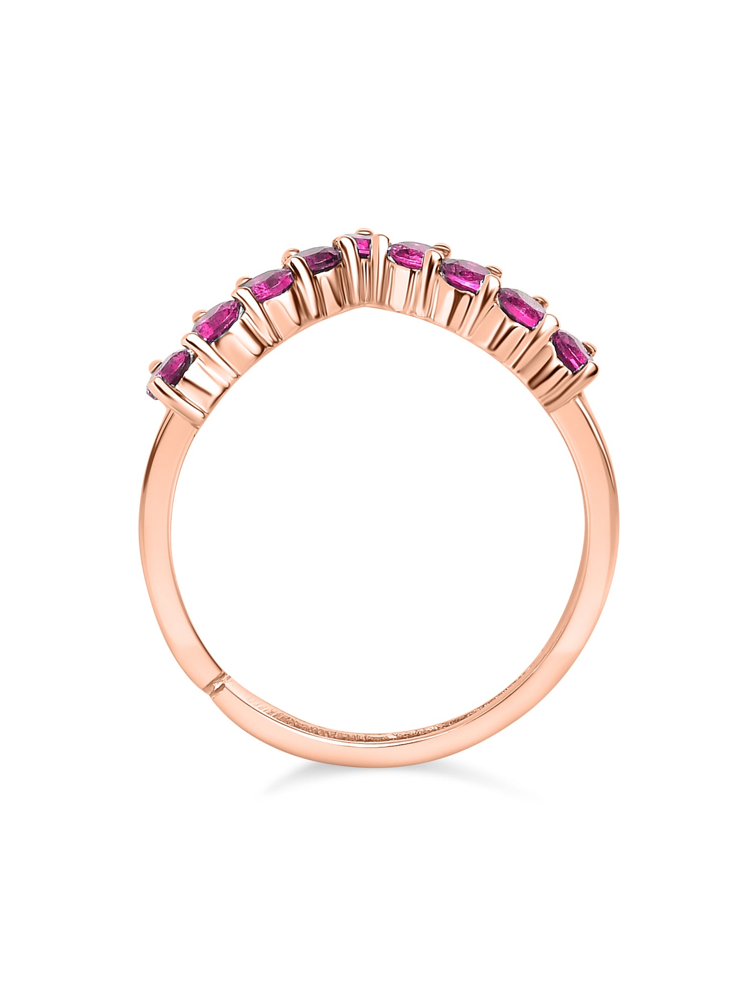 Rose Gold Synthetic Red Ruby Adjustable Chevron Ring For Her