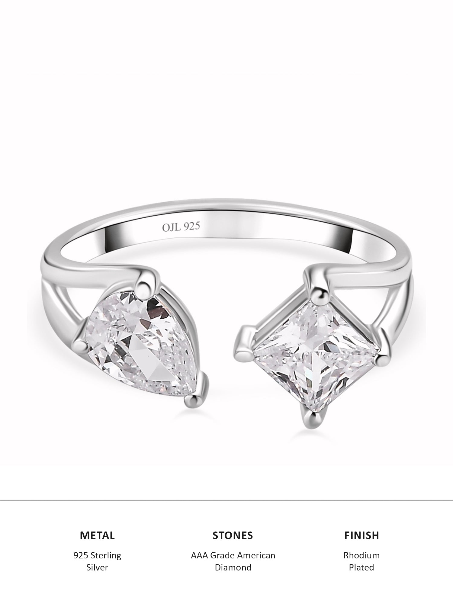 Diamond Look Double Solitaire Ring In 925 Silver-4