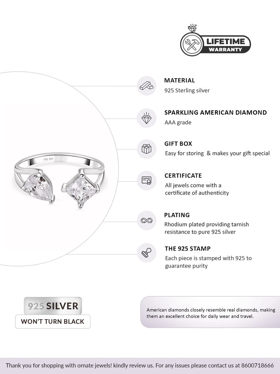 Diamond Look Double Solitaire Ring In 925 Silver-4