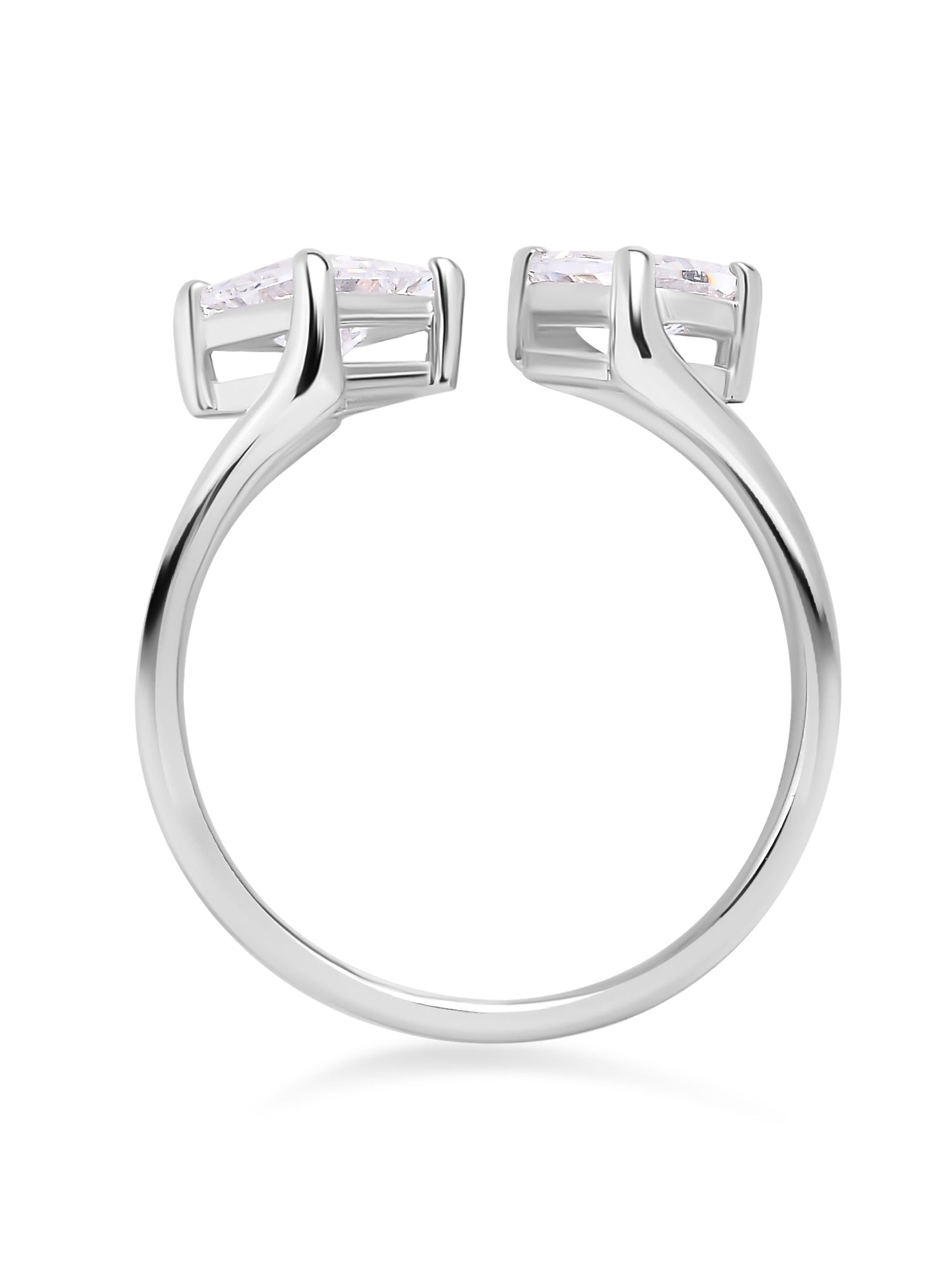 Diamond Look Double Solitaire Ring In 925 Silver-3