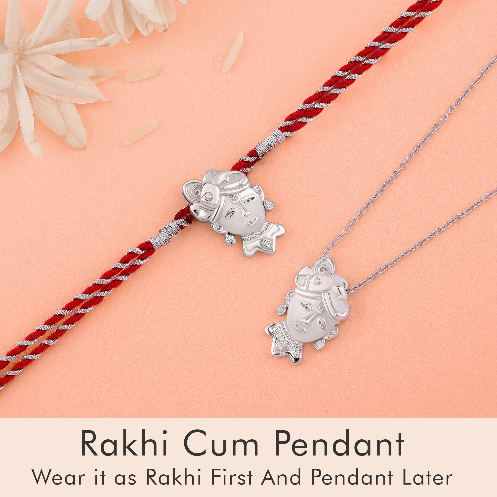 Silver Shreenath Ji rakhi cum Pendant