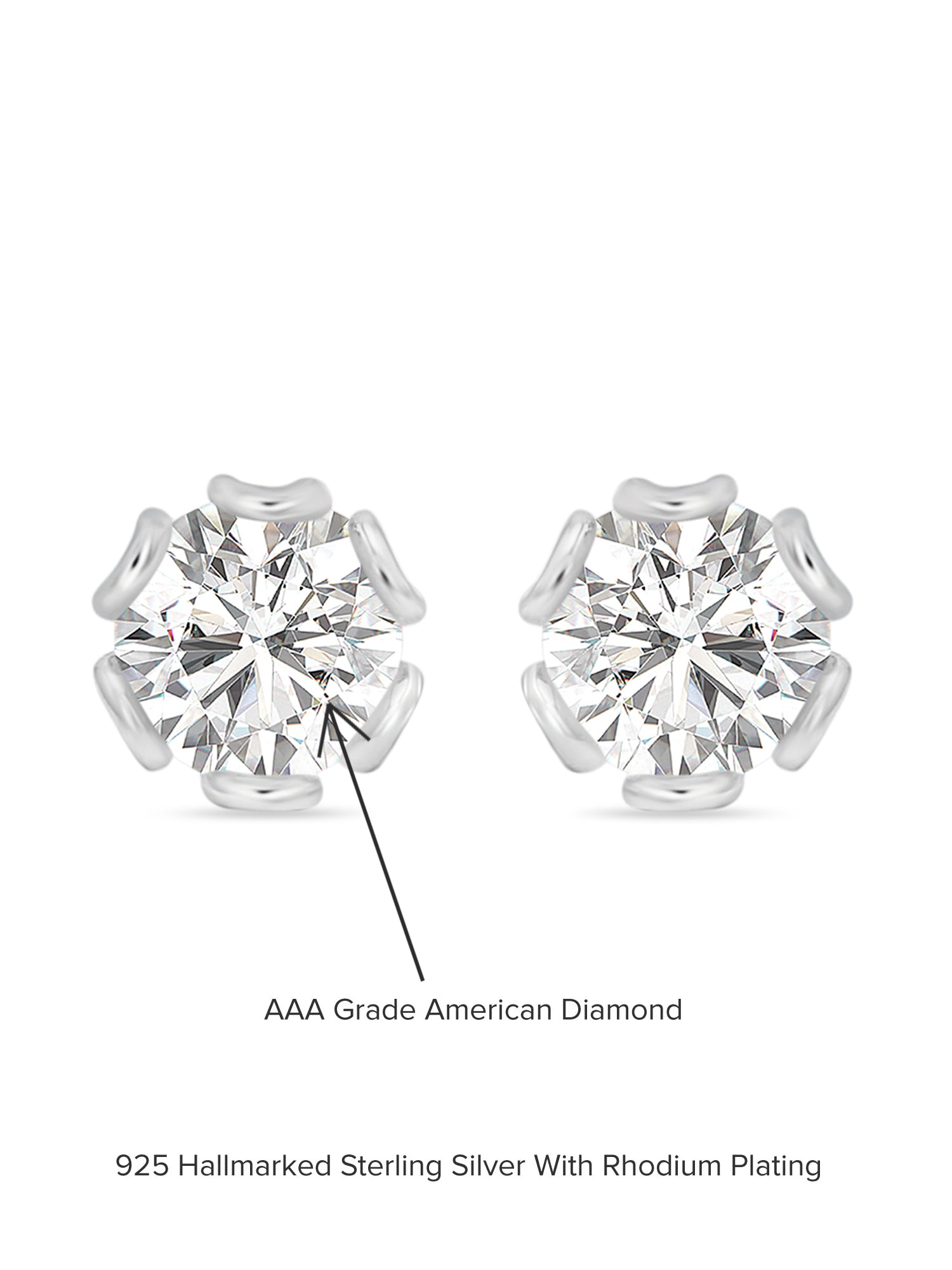 2.5 Carat American Diamond Flower 925 Silver Stud Earrings-4