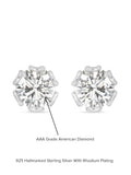 2.5 Carat American Diamond Flower 925 Silver Stud Earrings