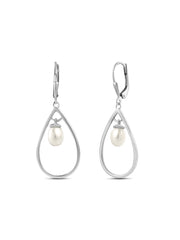 Real Pearl Drops Earring With A Silver Frame-11