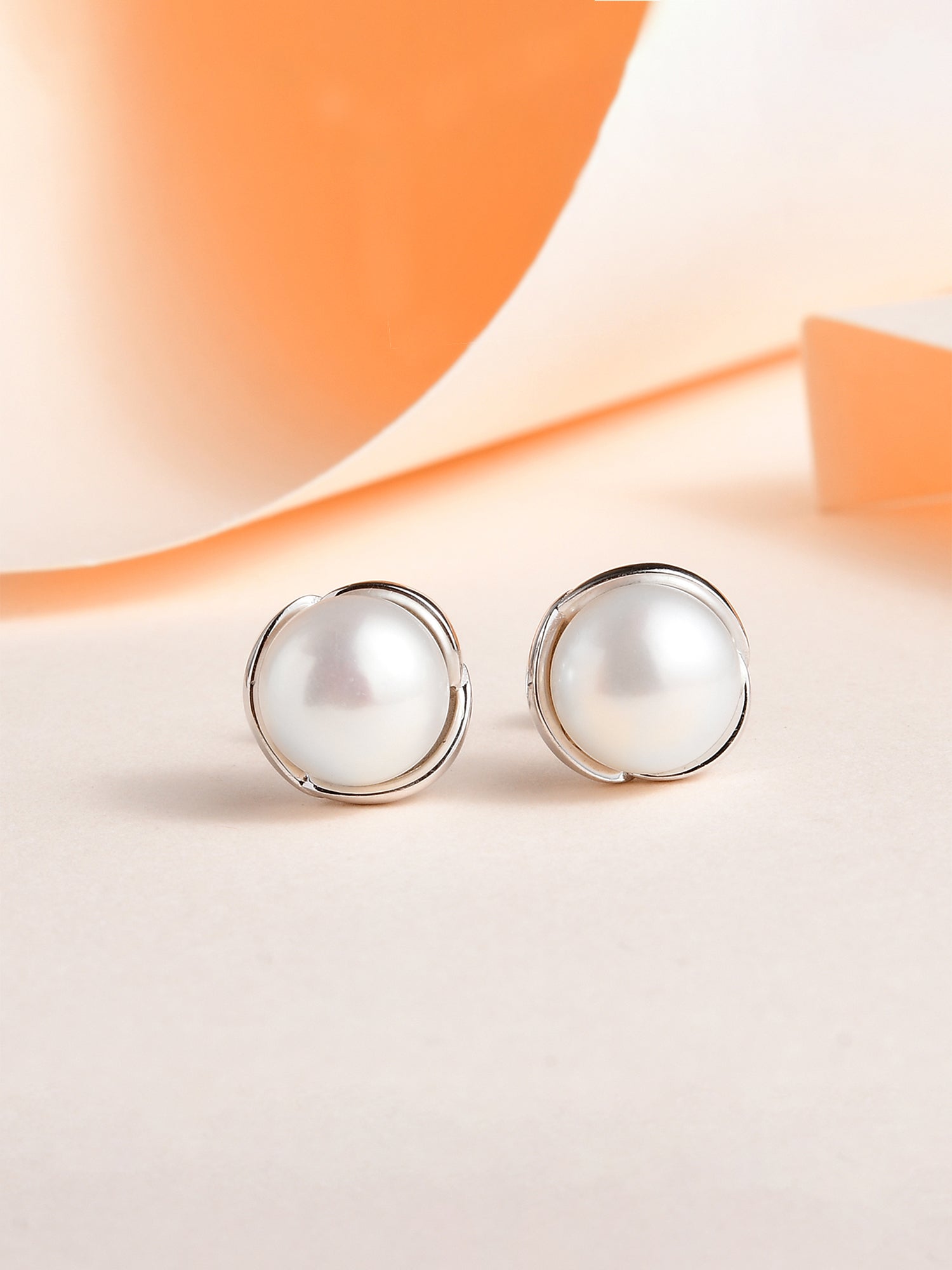 Real Pearl Daily Wear Flower Studs In 925 Silver