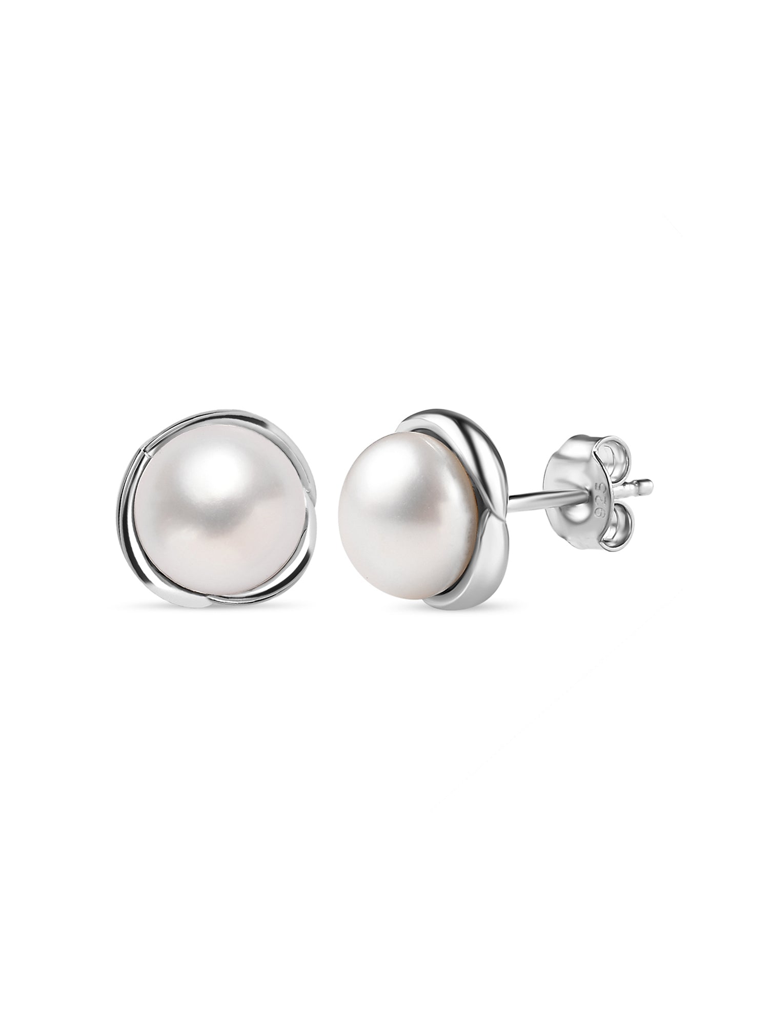 Real Pearl Daily Wear Flower Studs In 925 Silver-1