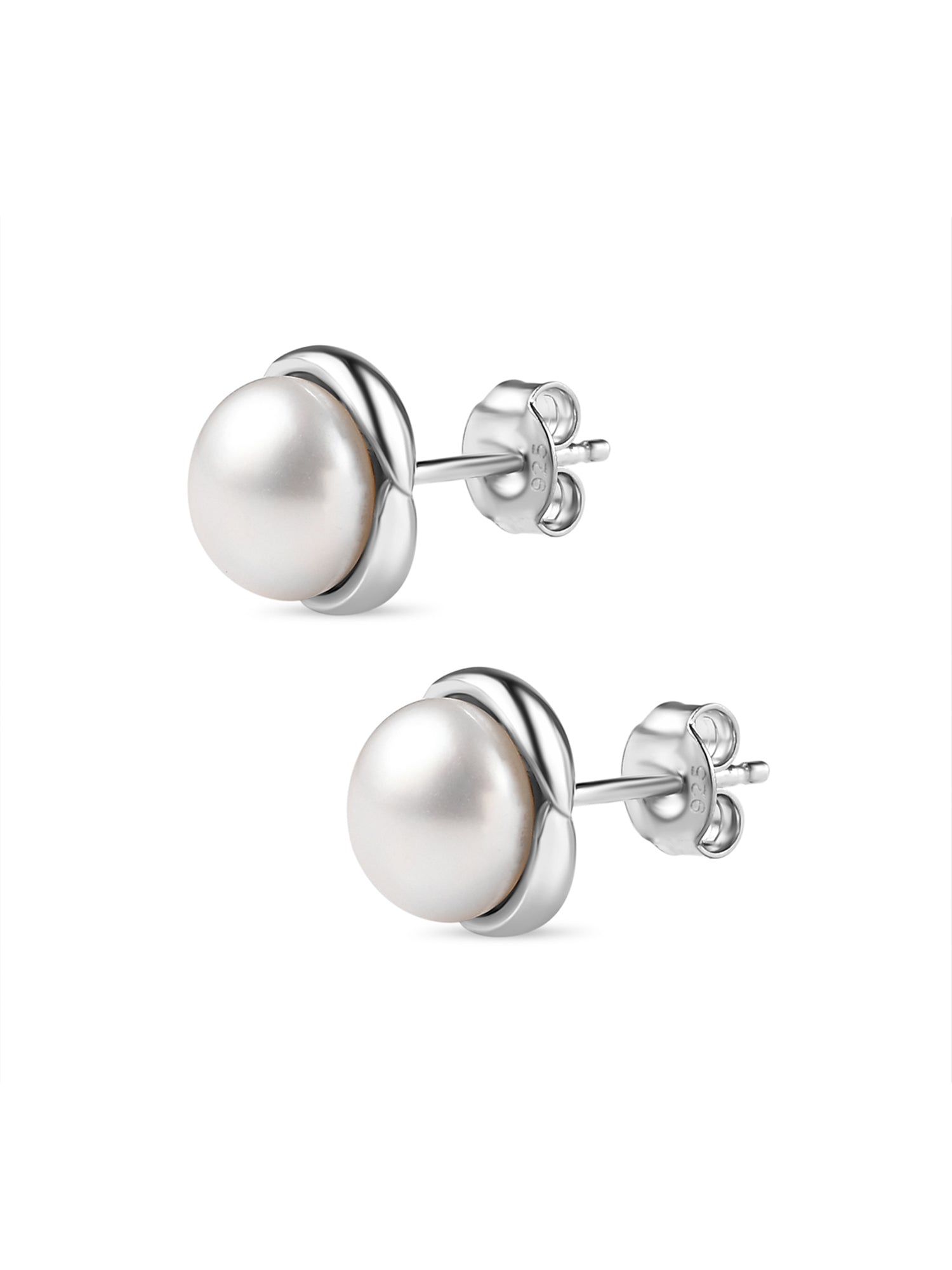 Real Pearl Daily Wear Flower Studs In 925 Silver-3