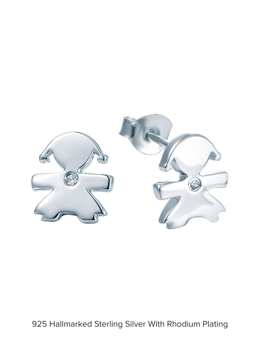 Plain Little Girl 925 Silver Stud Earrings For Kids