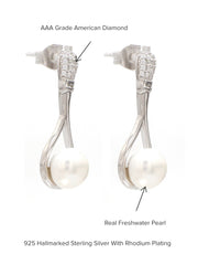 Silver Dangle Pearl Earrings