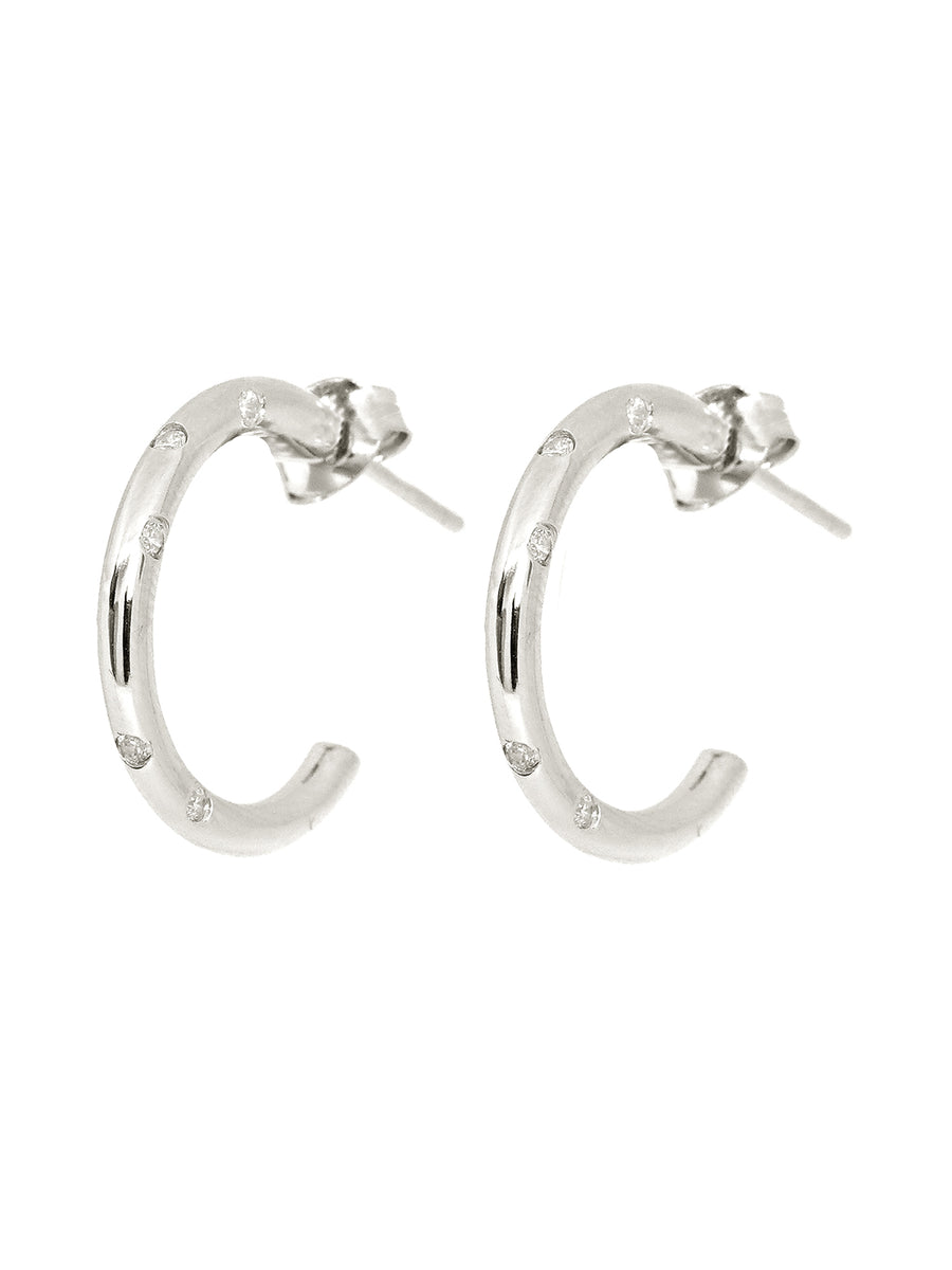 Ornate Silver Half Hoops