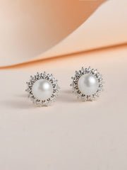 Ornate Jewels Pure Pearl Stud Earrings For Women