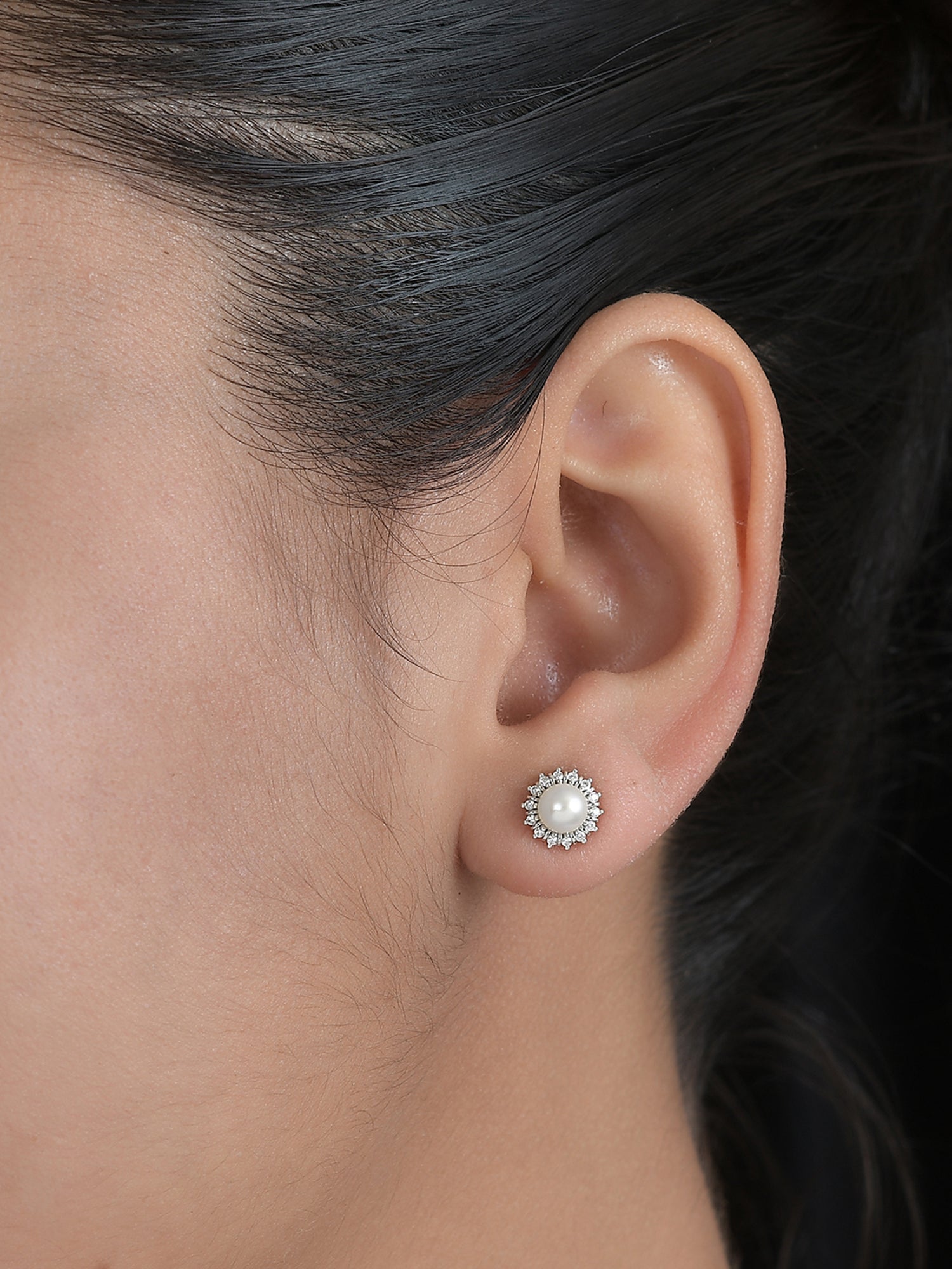 Ornate Jewels Pure Pearl Stud Earrings For Women-2