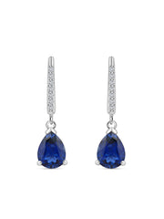 Blue Sapphire And American Diamond Dangle Earrings Made With 925 Sterling Silver