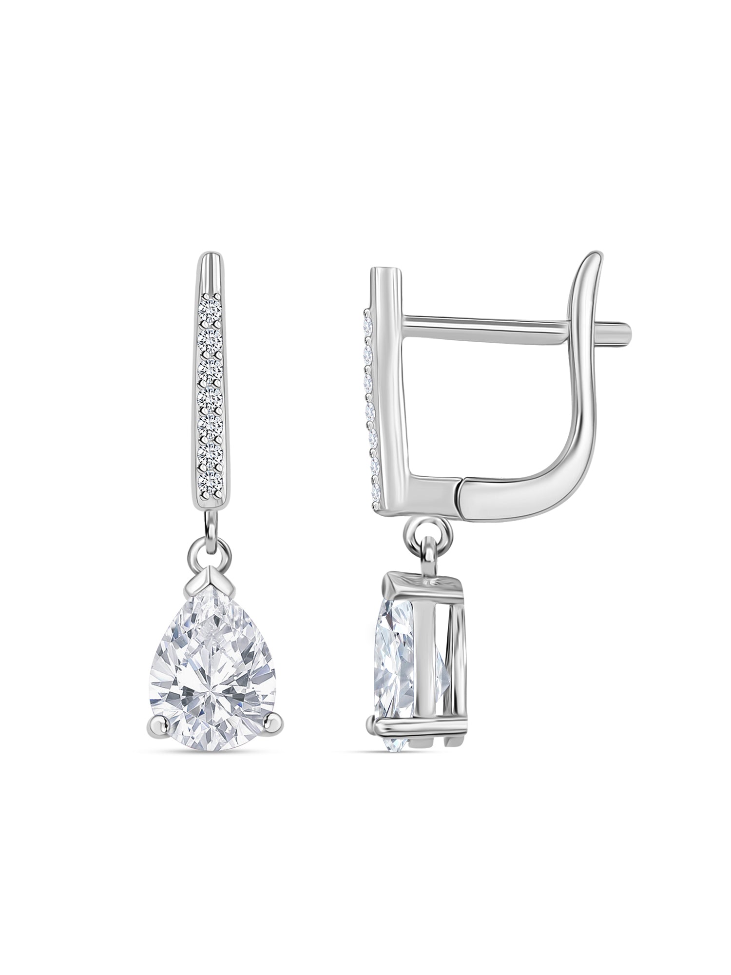 American Diamond Pear Drop 925 Silver Earrings For Women-2