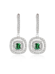 Green Emerald Dangle Earrings For Women