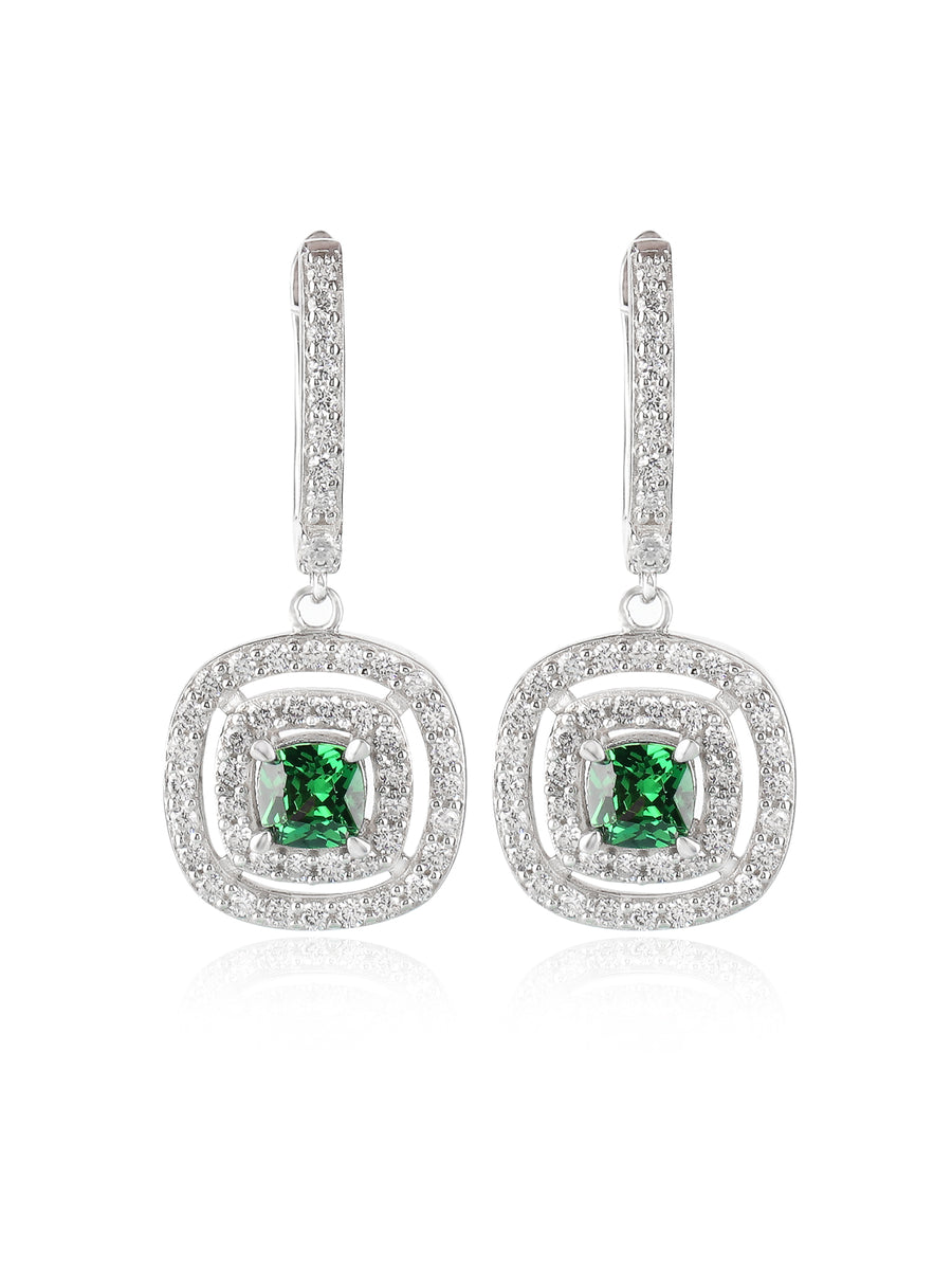 Green Emerald Dangle Earrings For Women