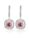 Red Ruby Dangler Earrings In Silver For Women