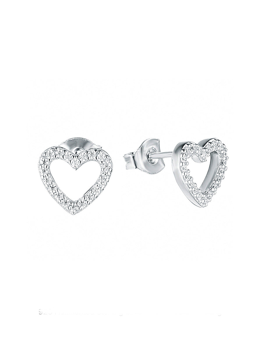 American Diamond Heart Stud 925 Silver Earring For Her