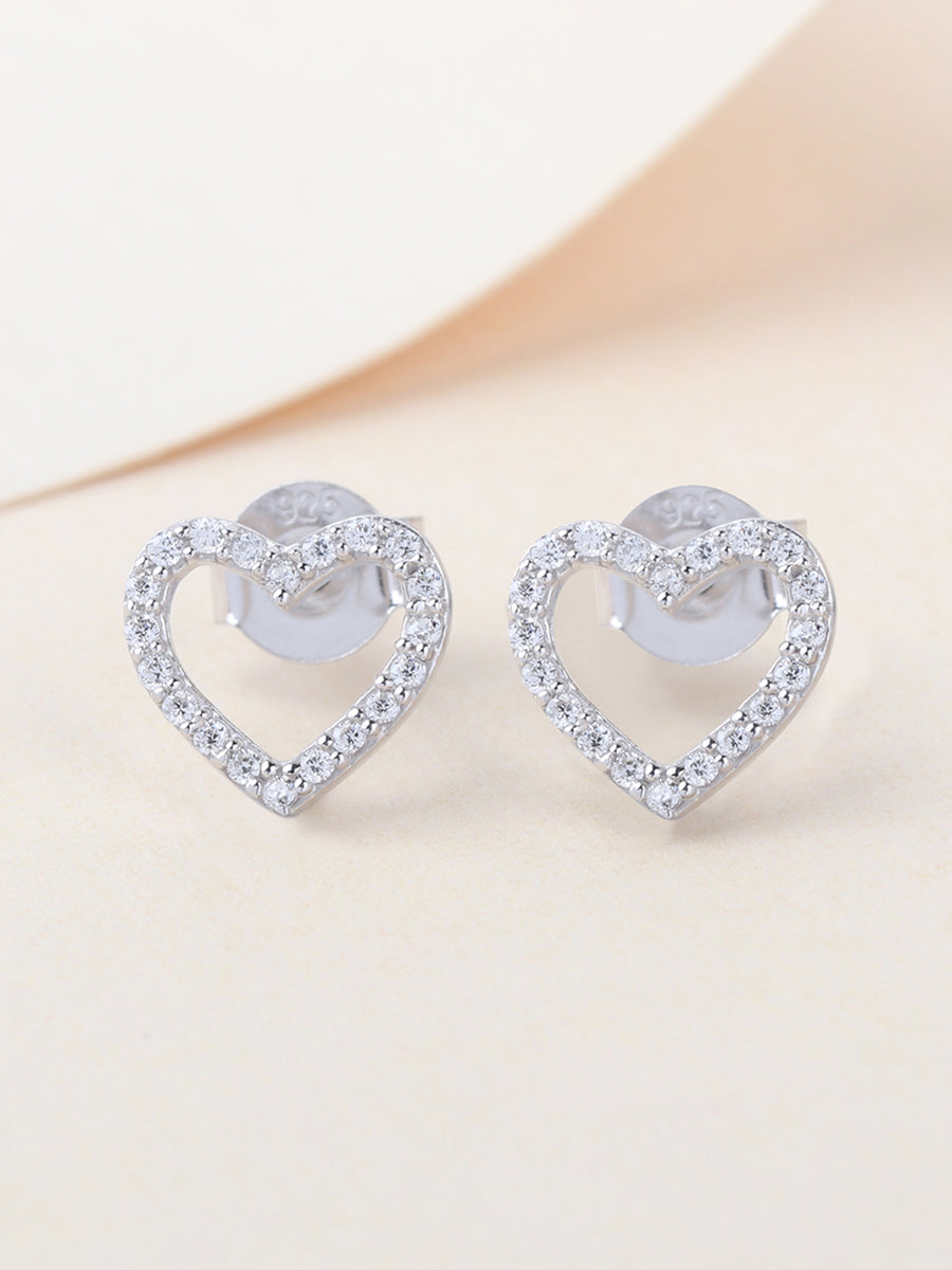 American Diamond Heart Stud 925 Silver Earring For Her
