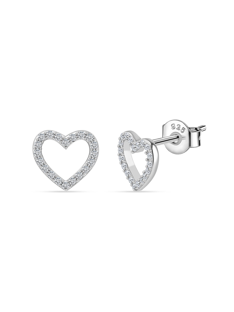 American Diamond Heart Stud 925 Silver Earring For Her