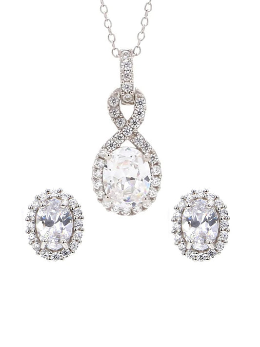 INFINITY STYLE PENDANT WITH STUDS EARRINGS
