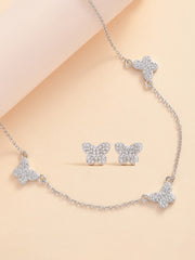 Butterfly Charm Necklace With Earrings For Women