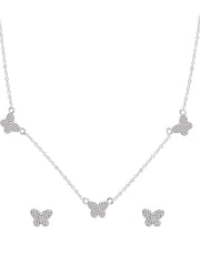 Butterfly Charm Necklace With Earrings For Women