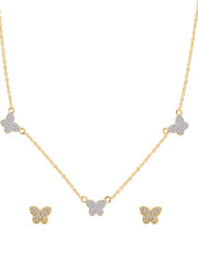 Butterfly Charm Necklace With Earrings For Women