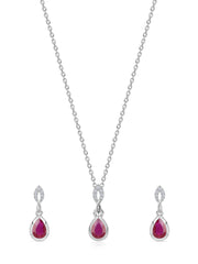 Red Ruby Drop Set For Women