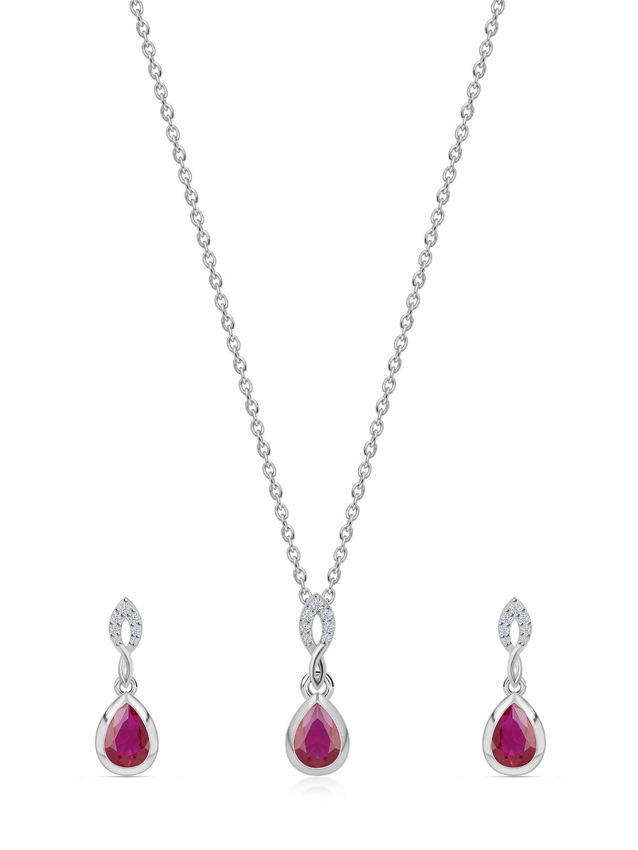 Red Ruby Drop Set For Women