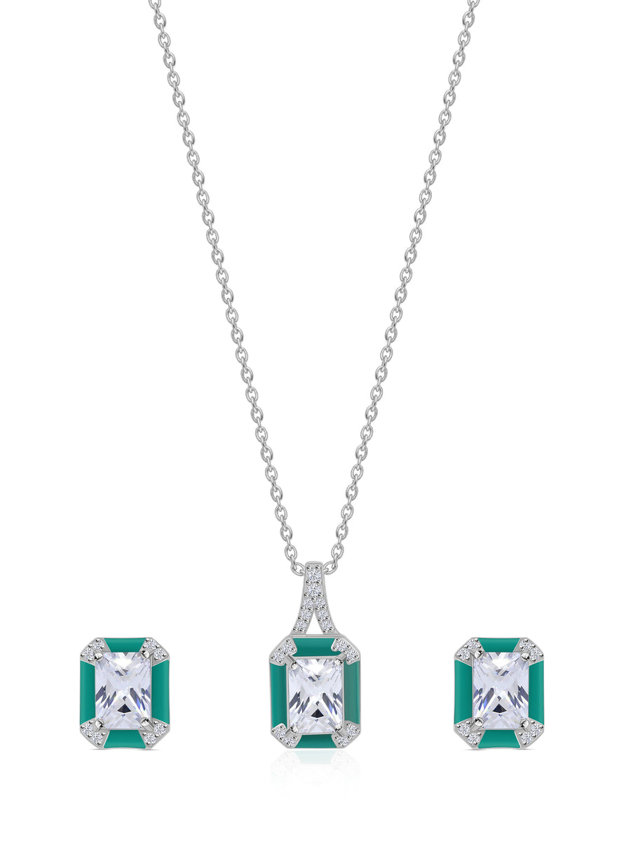 Green Enamel Jewellery Set For Women