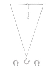 Lucky Horseshoe Pendant With Earrings In 925 Silver-2
