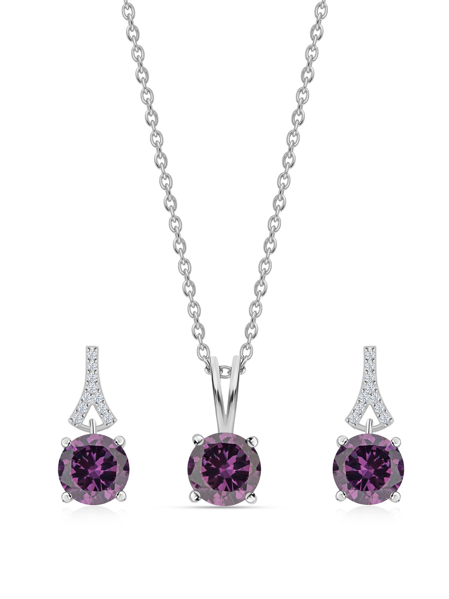 Amethyst Solitaire Valentine Set For Women