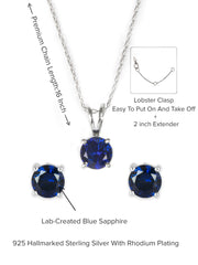 Blue Sapphire Solitaire Set For Women-3