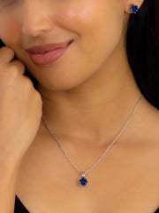 Blue Sapphire Solitaire Set For Women-1