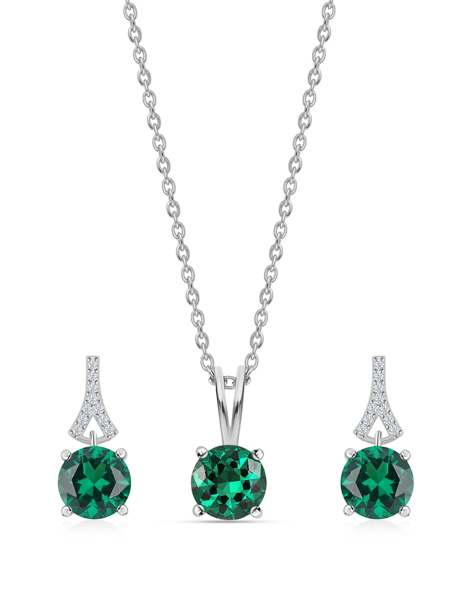 Emerald Solitaire Valentine Set For Women