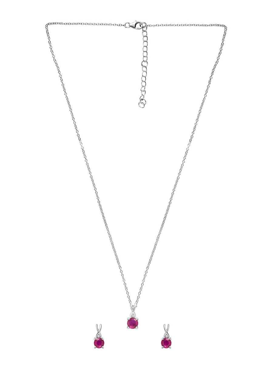 925 Sterling Silver Solitaire Ruby Jewellery Set For Women-3