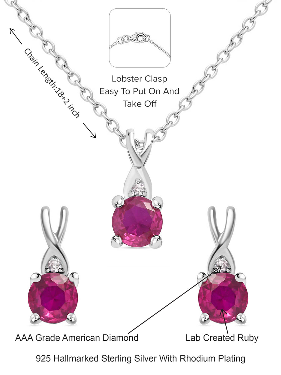 925 Sterling Silver Solitaire Ruby Jewellery Set For Women-5
