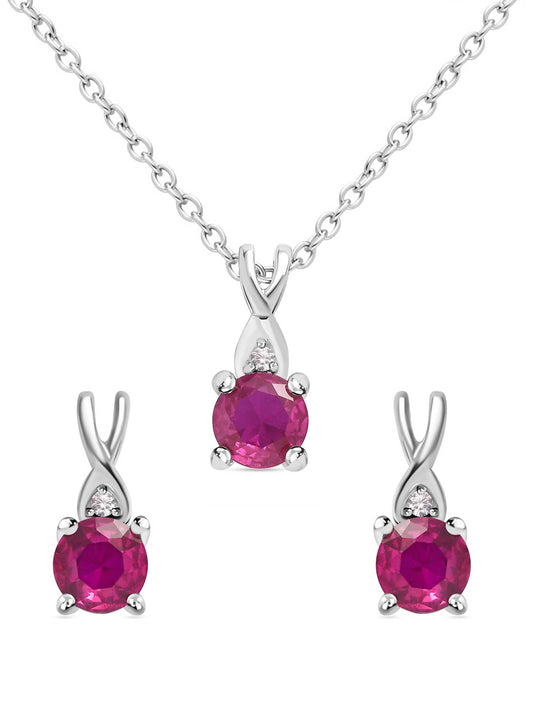 925 Sterling Silver Solitaire Ruby Jewellery Set For Women-1