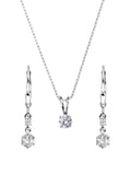 Single Solatire Necklace With Long Earrings Jewelelry Set For Women