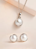 Pure Silver Freshwater Pearl Flower Necklace Set At Ornate Jewels
