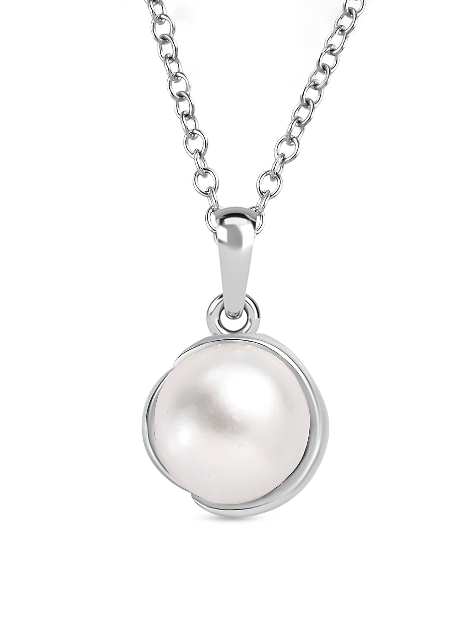 Pure Silver Freshwater Pearl Flower Necklace At Ornate Jewels-1
