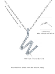 Silver W Initial Pendant With American Diamonds-4