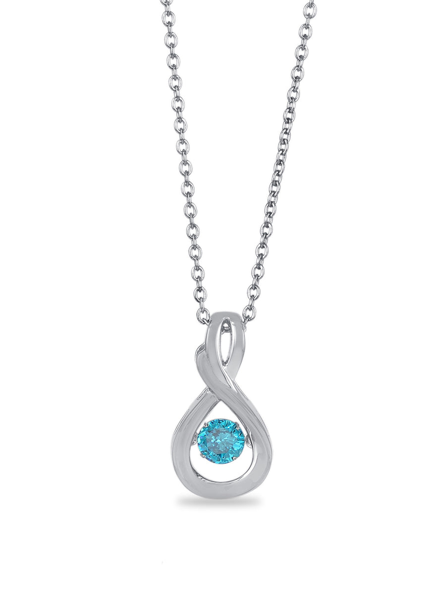 Infinity Design Blue Topaz Dancing Pendant In Pure Silver